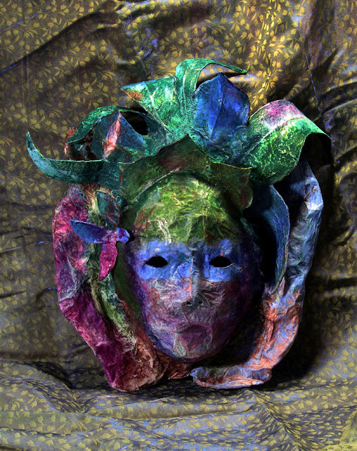 Rubies in Crystal paper mache mask